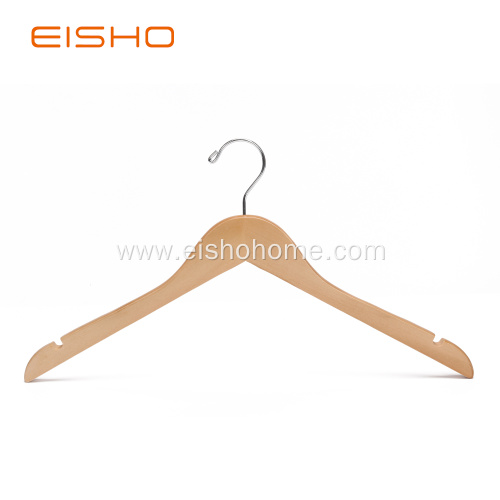 EISHO Natural Wooden Shirt Hangers With Notches
